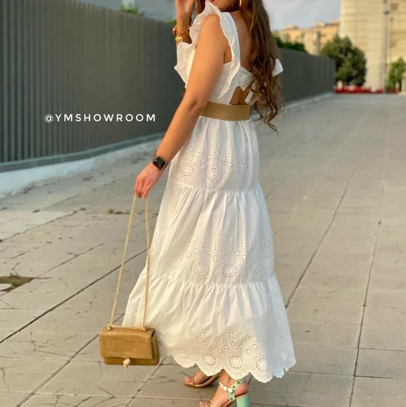 MANGO Embroidered midi dress - Picture 4 of 9